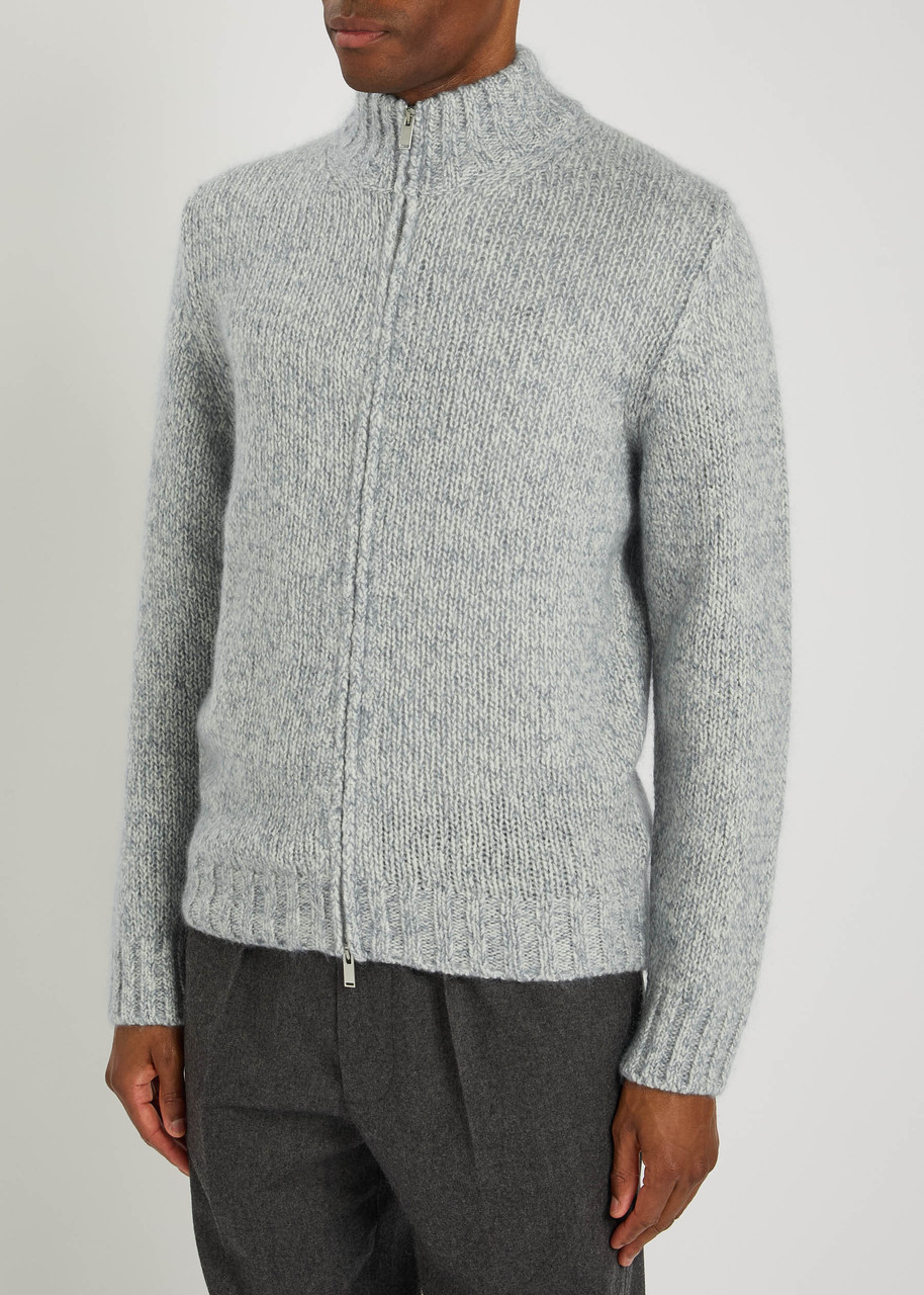  Lardini Wool-blend Cardigan - Light Grey - Xl 
