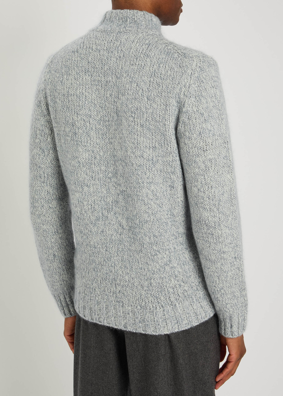  Lardini Wool-blend Cardigan - Light Grey - Xl 