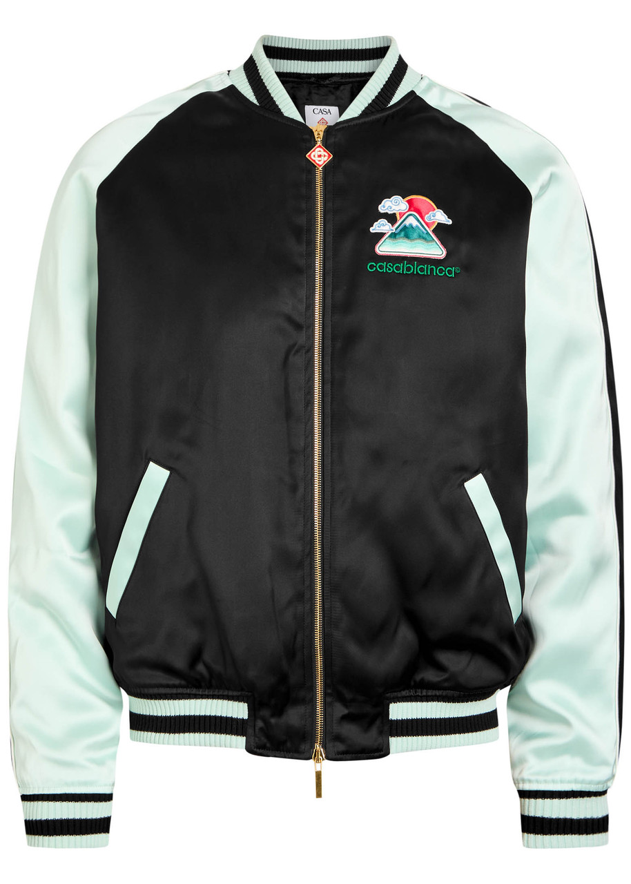 Casablanca Quilted Colour-block Satin Track Jacket In Multi