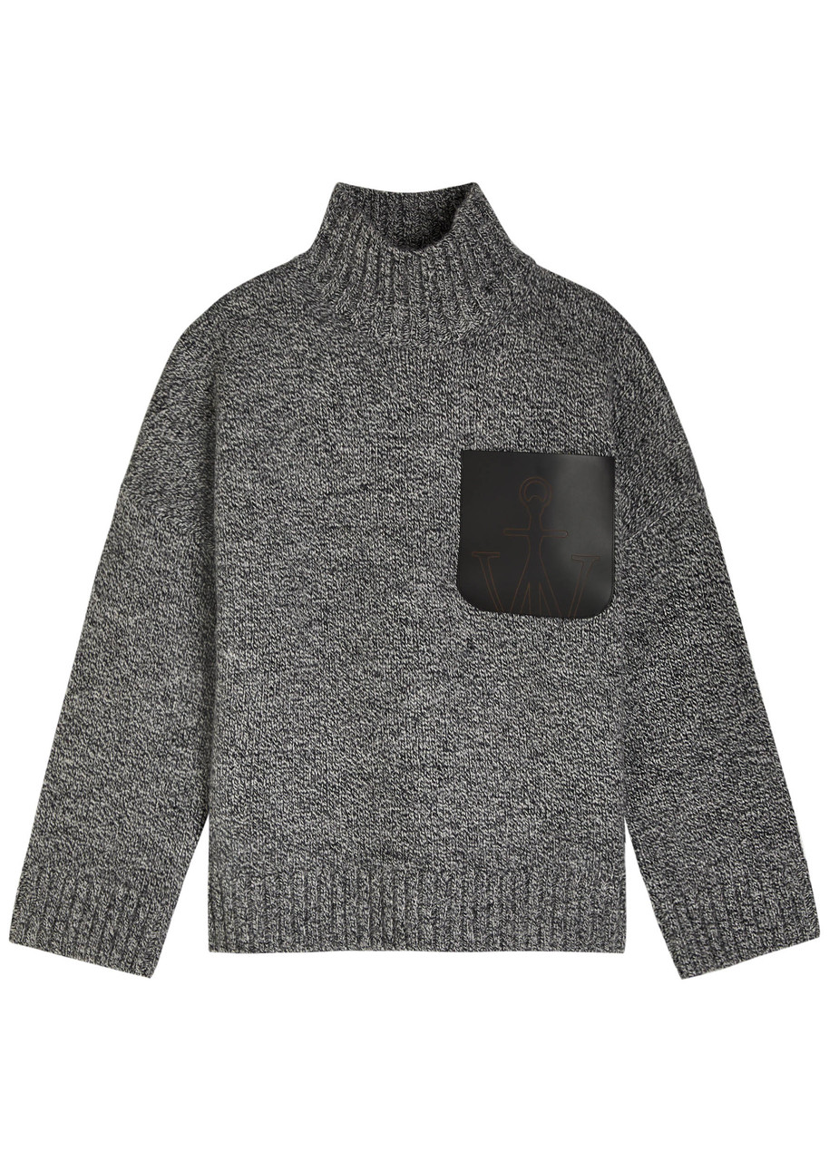 Jw Anderson J. W. Anderson Leather Patch Pocket Jumper In Gray
