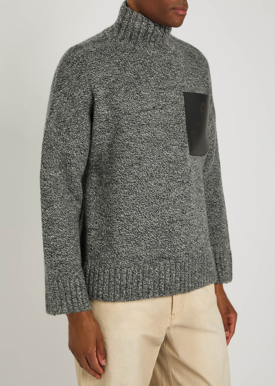 Jw Anderson J. W. Anderson Leather Patch Pocket Jumper In Gray