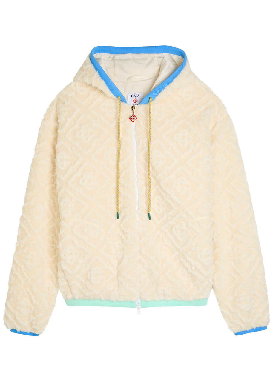 Casablanca Monogram Jacquard Oversized Fleece Jacket In Neutral