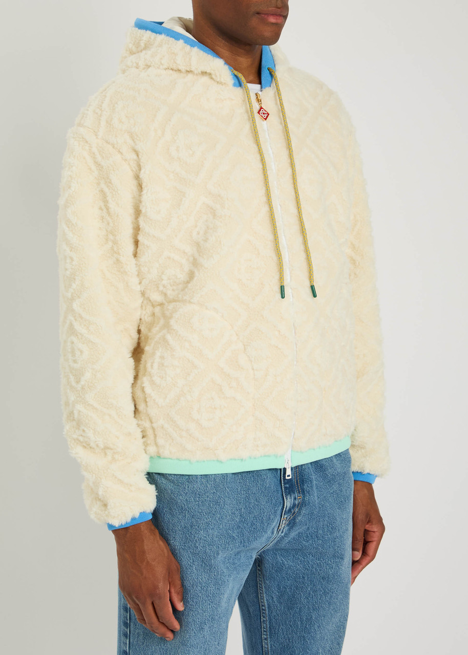 Casablanca Monogram Jacquard Oversized Fleece Jacket In Neutral