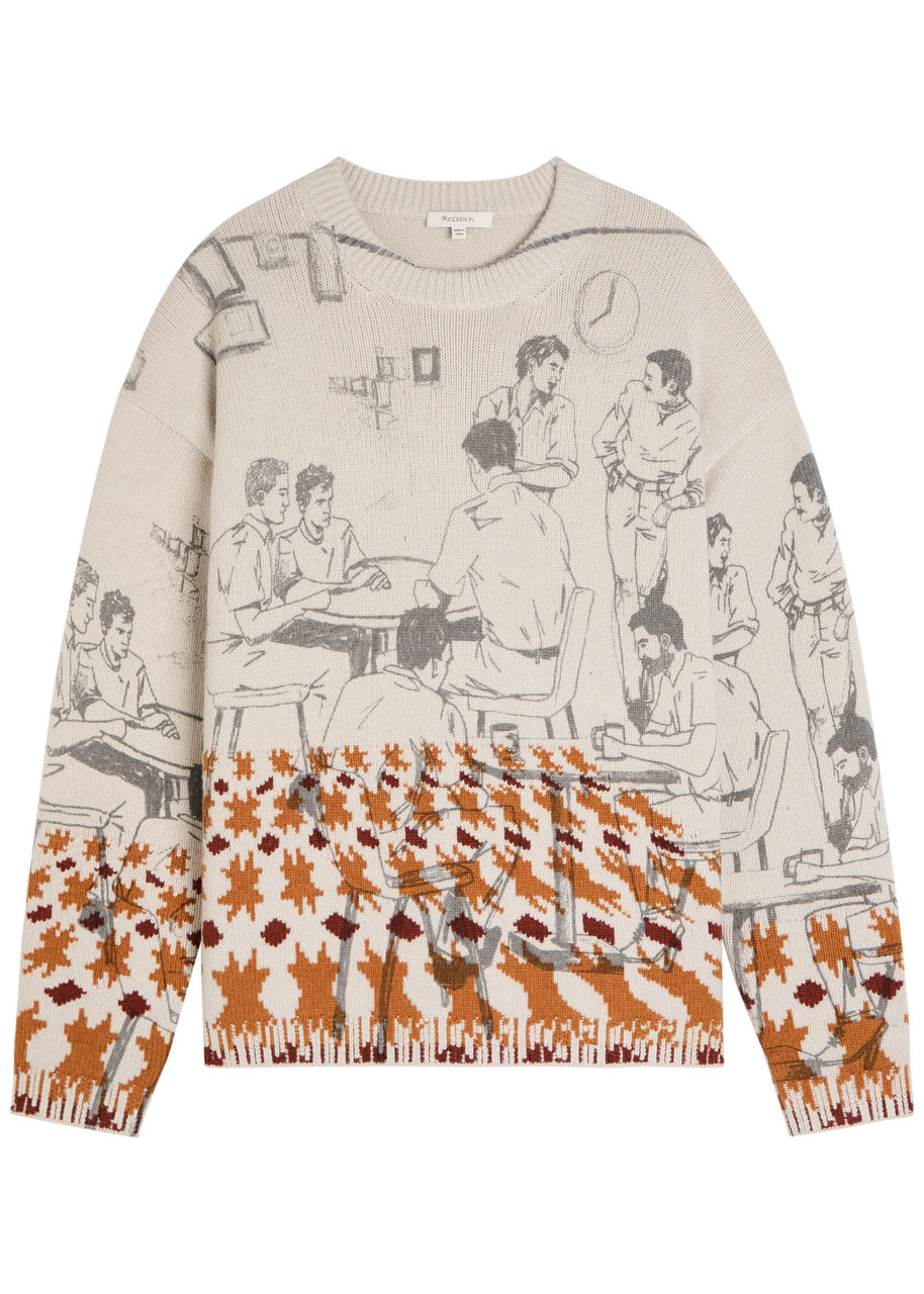 Jw Anderson Jacquard Pattern Sweater Sweaters And Cardigans Gray In Gray