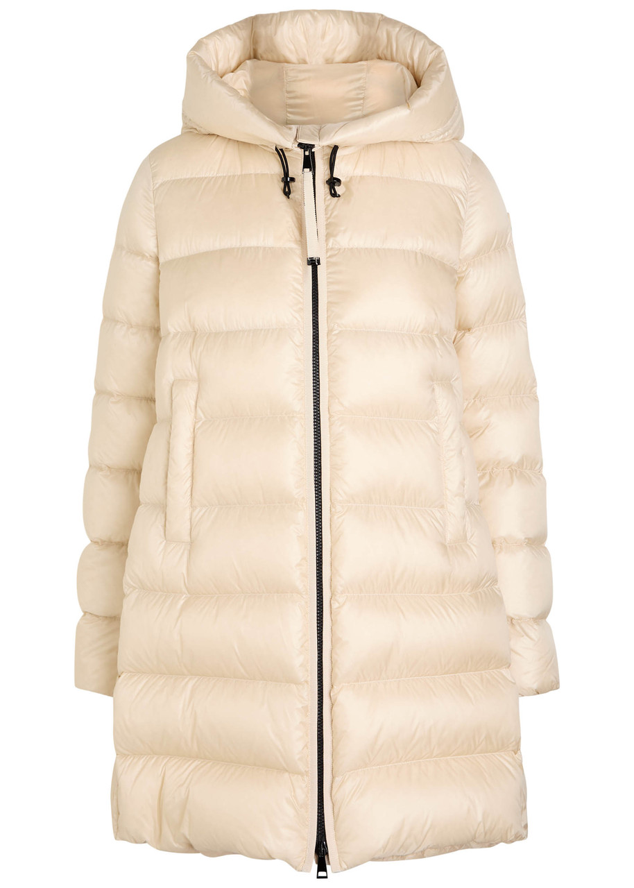 Moncler Suyenne Hooded Quilted Shell Parka In Neutral