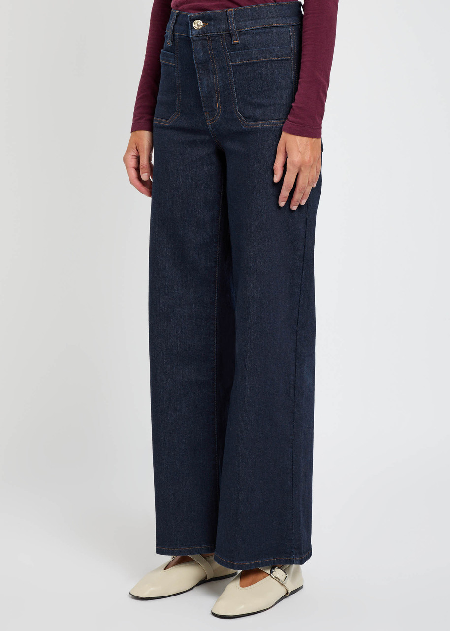 Frame Le Slim Palazzo Modernist Pocket High-rise Wide-leg Jeans In Blue