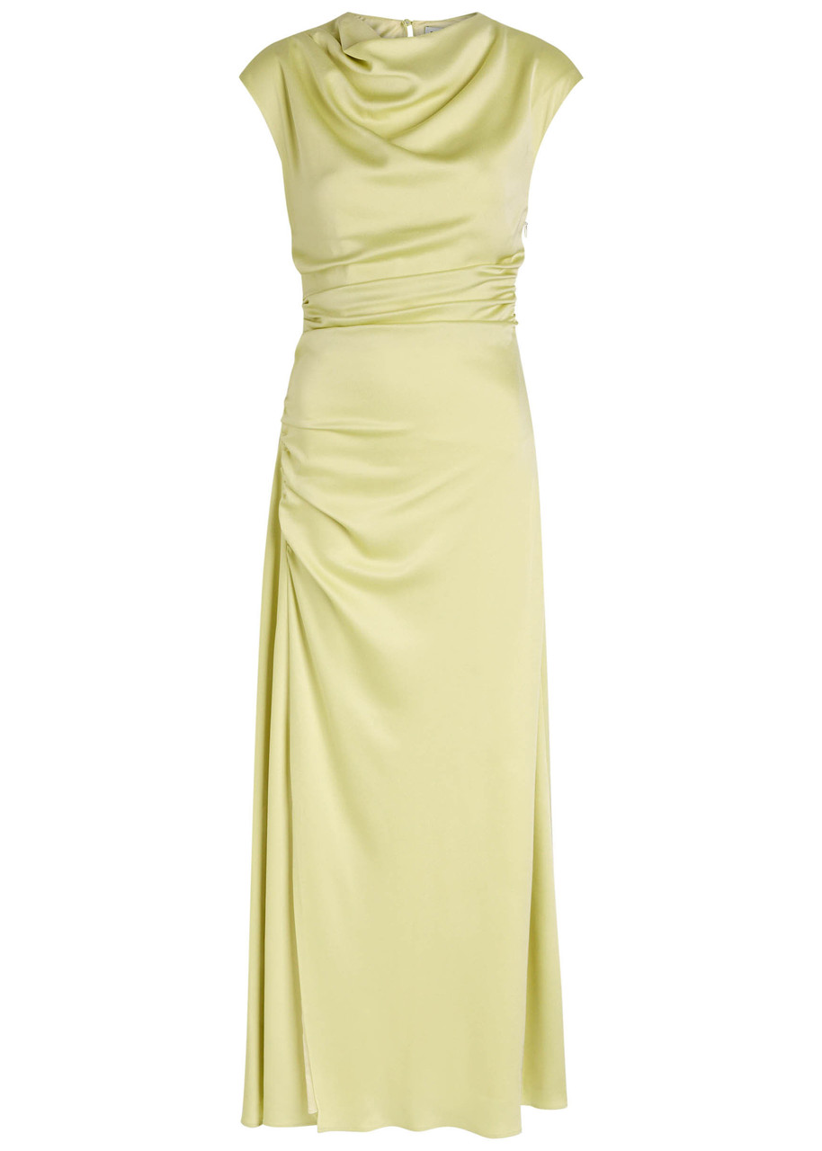 Simkhai Jonathan Burke Draped Satin Midi Dress In Yellow