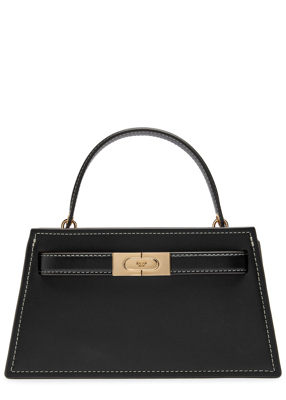 Tory Burch Mini Leather Lee Radziwill Top-handle Bag In Black