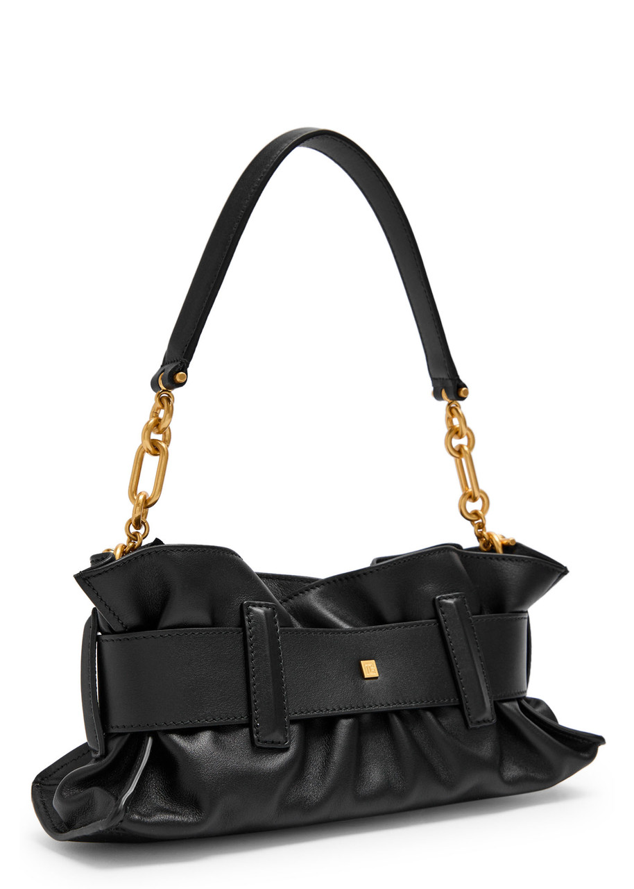 Balmain Anthem Buckle-detail Calfskin-leather Clutch In Black