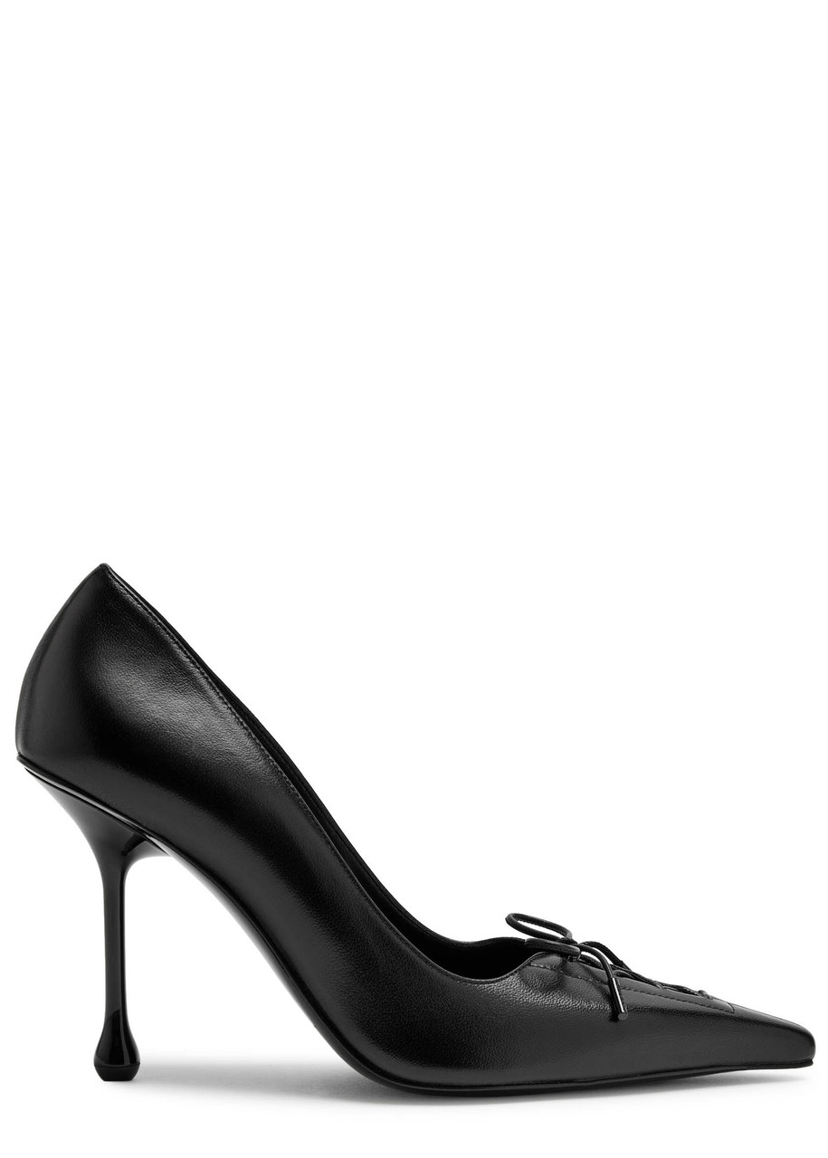 Jimmy Choo Women 'scarlett' Black Pumps With High Stiletto Heel And Front Laces In Leather Woman In Black
