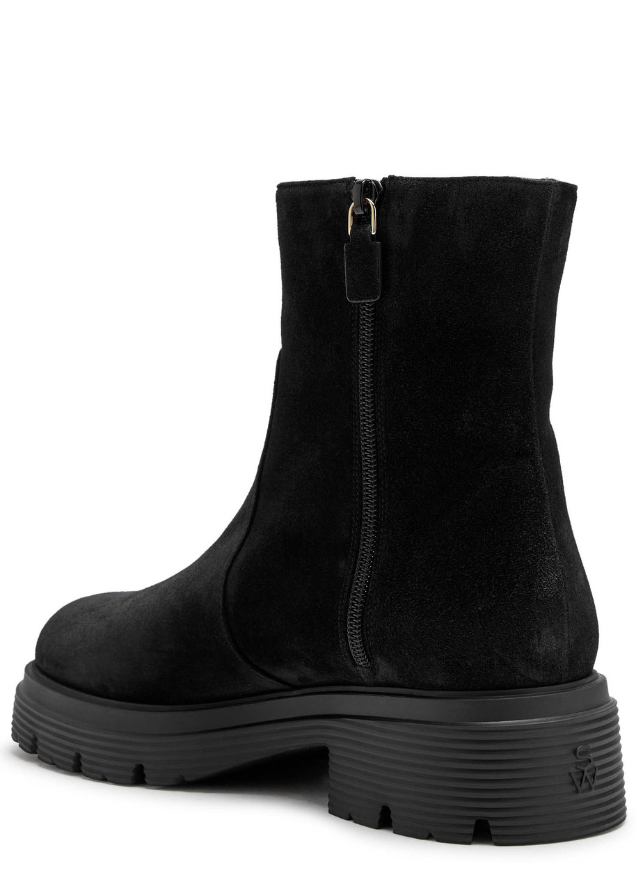 Stuart Weitzman Suede Ankle Boots Featuring Chunky Sole In Black