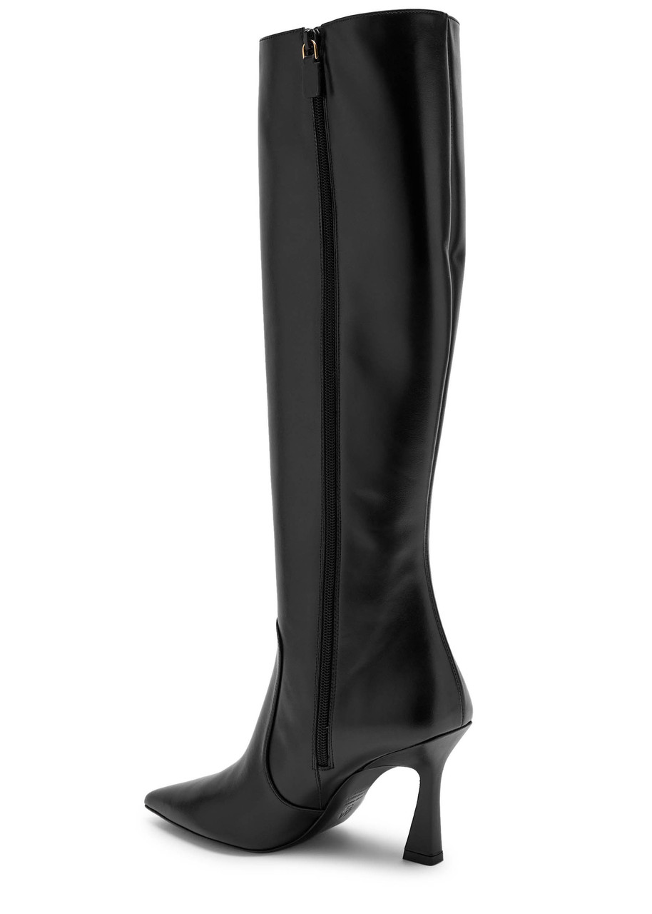 Stuart Weitzman Vinnie Patent Leather Knee-high Boots In Black