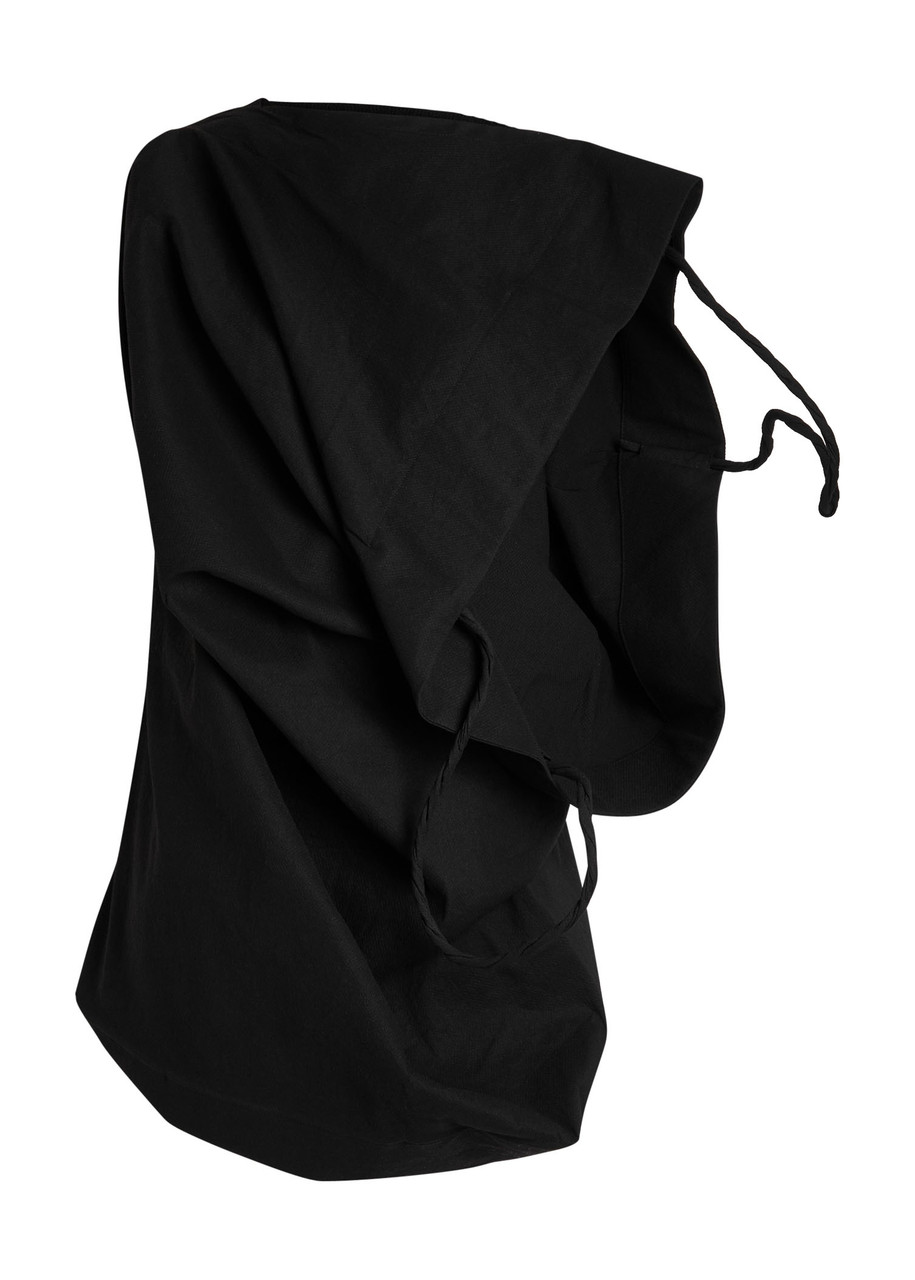 Issey Miyake Paper Bag Draped Asymmetric Woven Top In Black