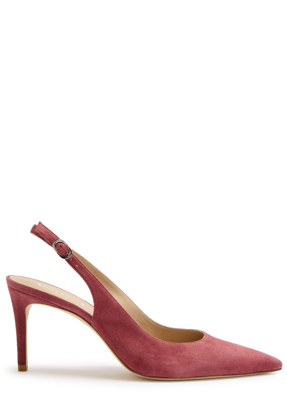 Stuart Weitzman Stuart Power 75 Suede Slingback Pumps In Red