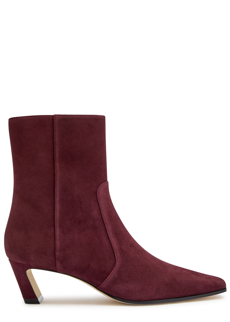 Stuart Weitzman Stassi 50 Suede Ankle Boots In Red