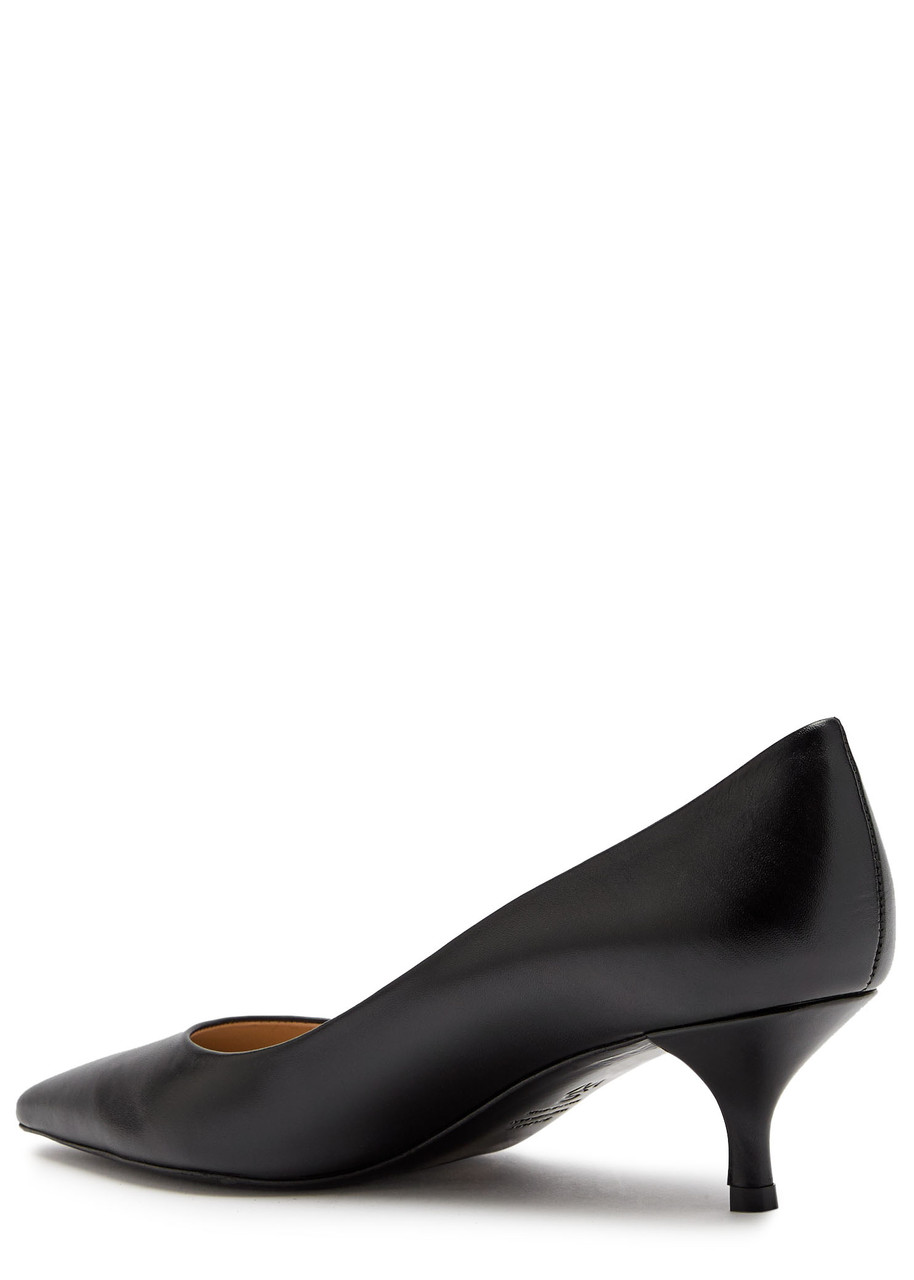 Stuart Weitzman Stuart Leather Kitten-heel Pumps In Black