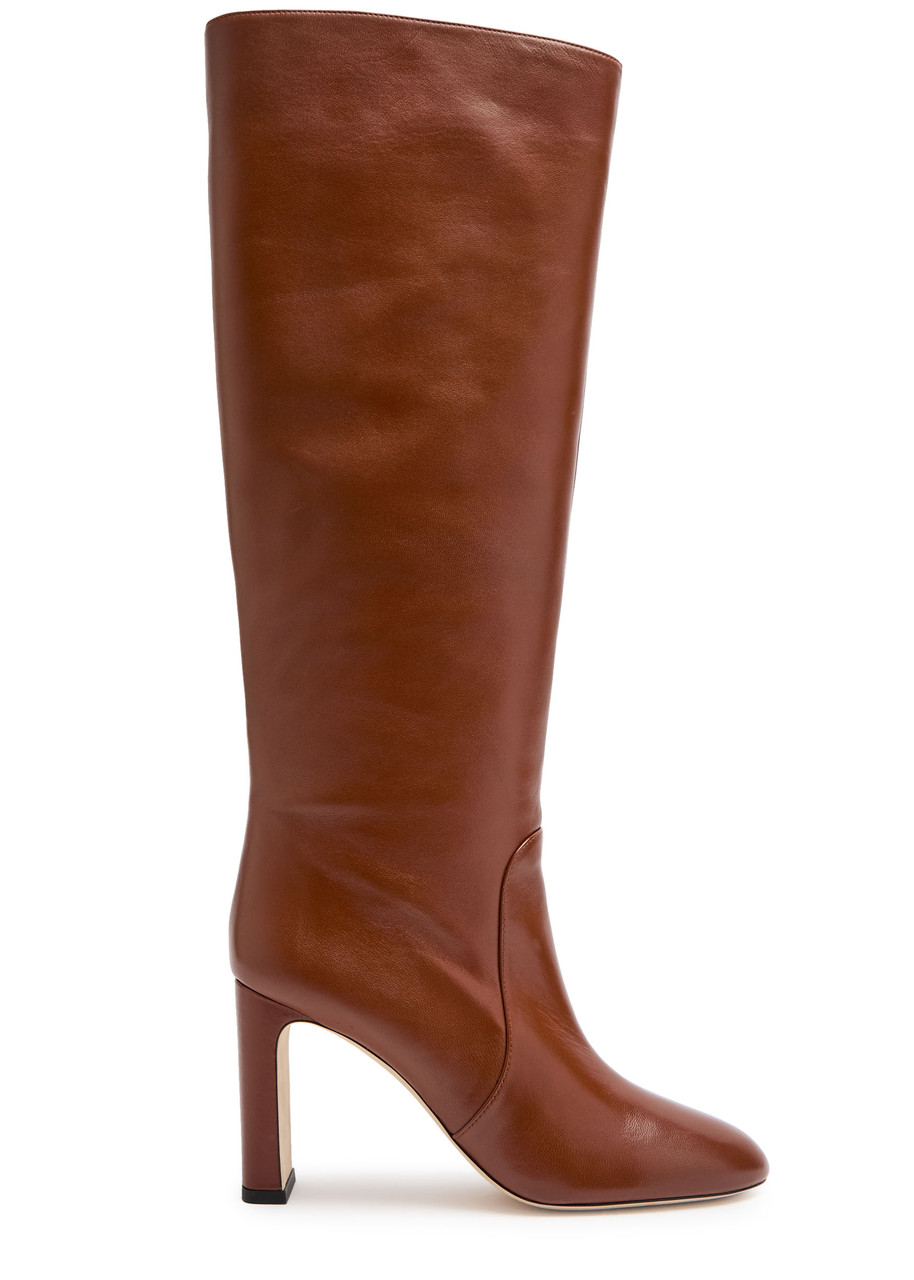 Stuart Weitzman 85mm Babette Tubo Nappa Leather Knee-high Boots In Red
