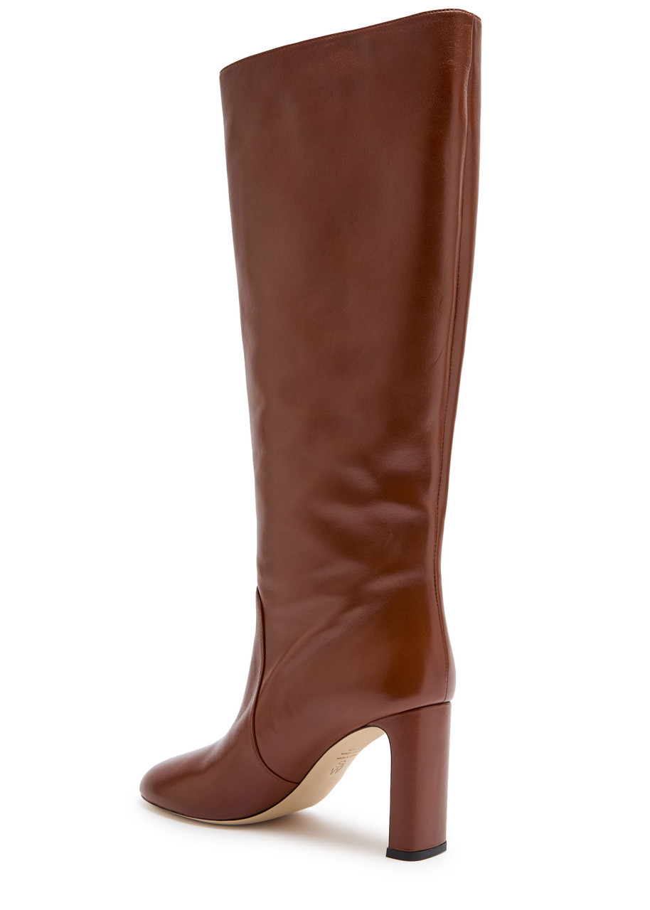 Stuart Weitzman 85mm Babette Tubo Nappa Leather Knee-high Boots In Red
