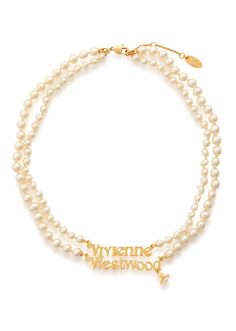 Vivienne Westwood Amelia Logo Faux Pearl Bracelets - set of two - Gold - One Size