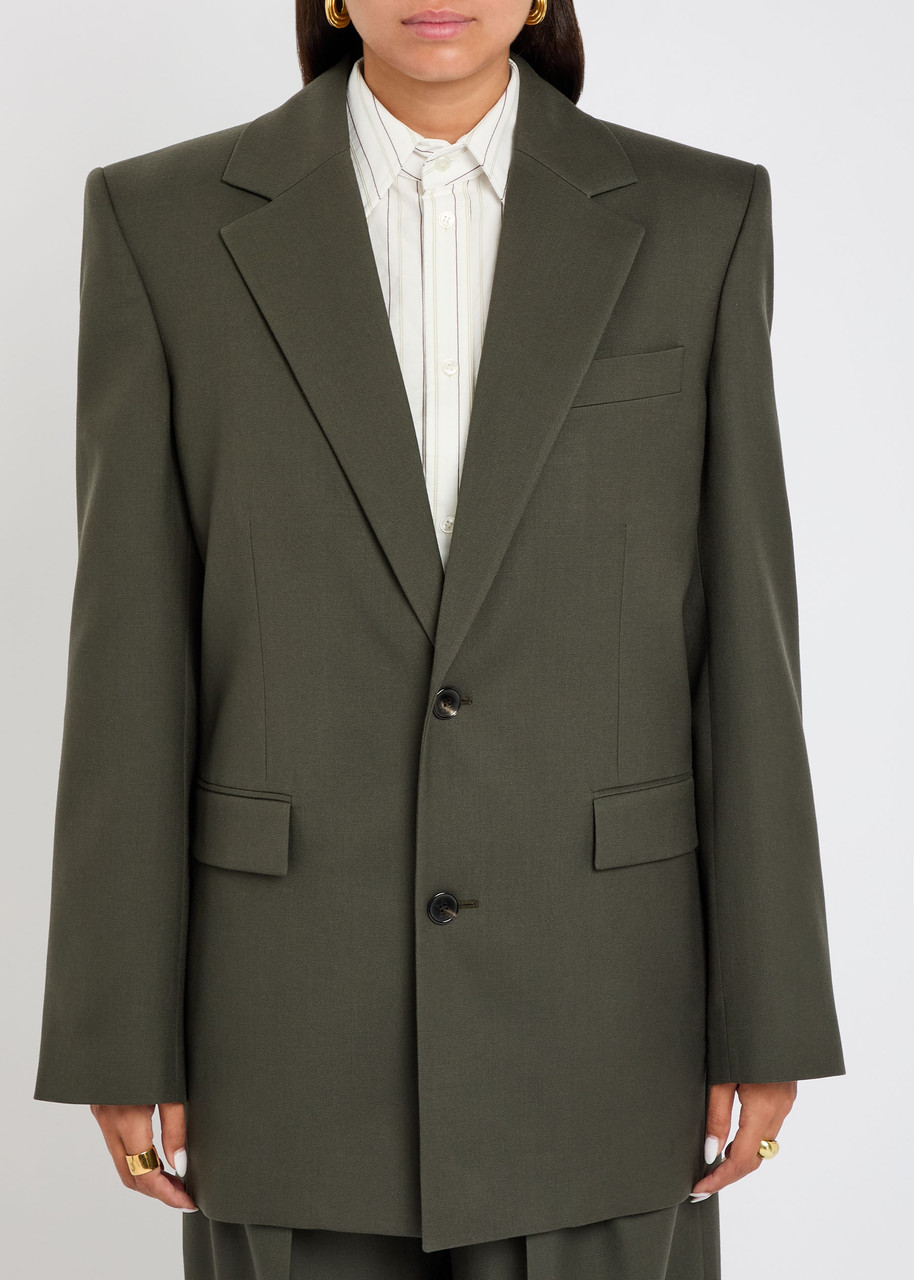 Saint Laurent Yves Wool Blazer In Green
