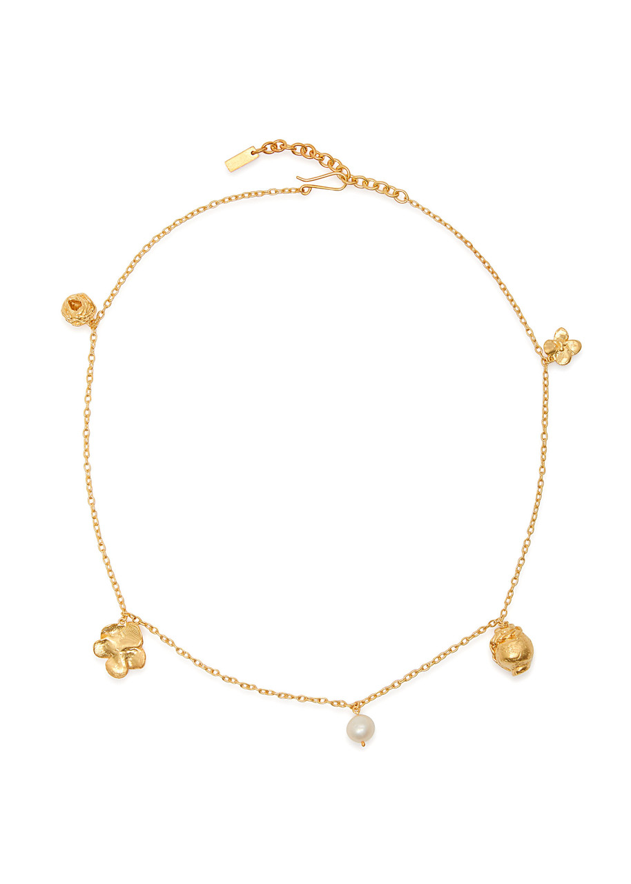 Completedworks Floral Charm-embellished 18kt Gold-plated Necklace In Gold