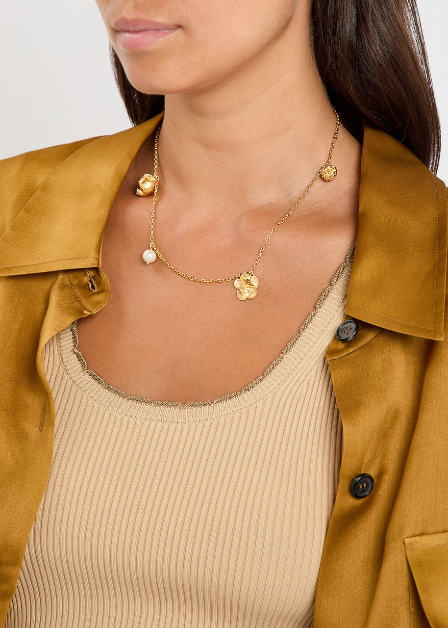 Completedworks Floral Charm-embellished 18kt Gold-plated Necklace In Gold