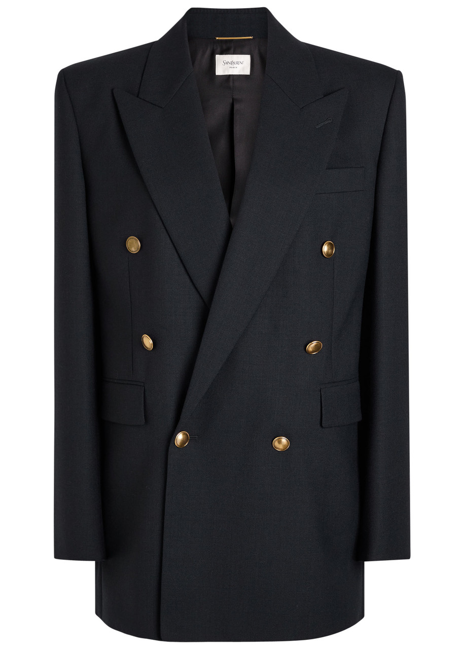 Saint Laurent Women's Woolã² Double-breasted Jacket In Black