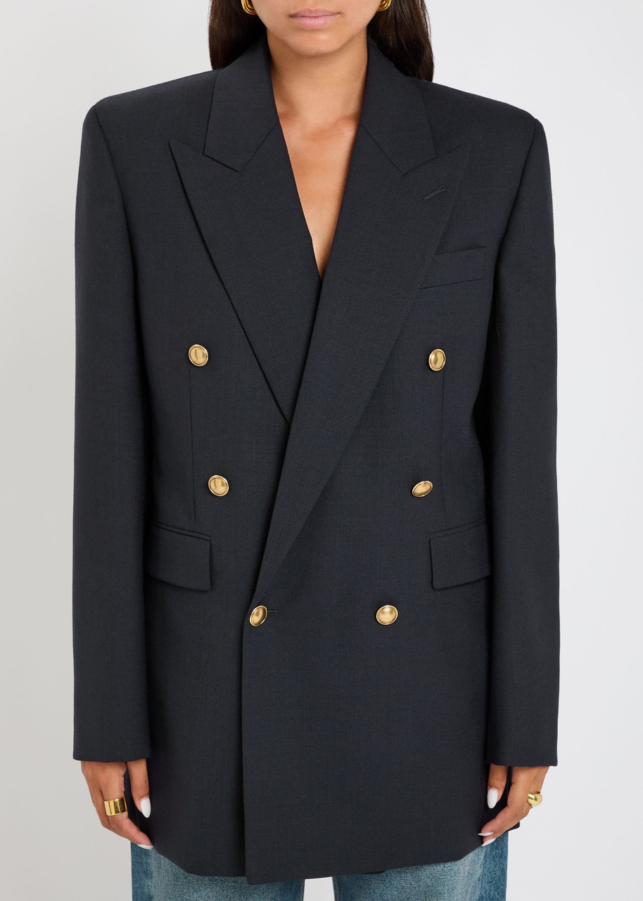 Saint Laurent Women's Woolã² Double-breasted Jacket In Black