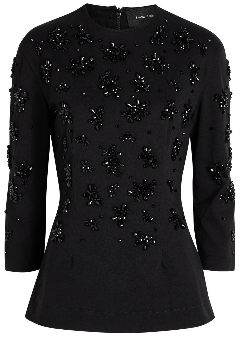 Simone Rocha Embellished Cotton Top In Blue