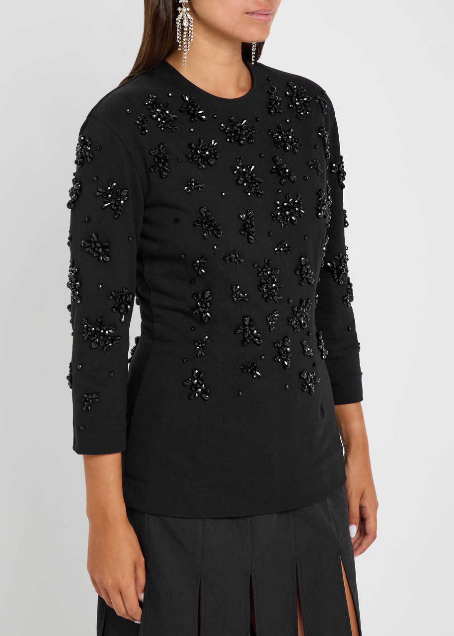 Simone Rocha Embellished Cotton Top In Blue