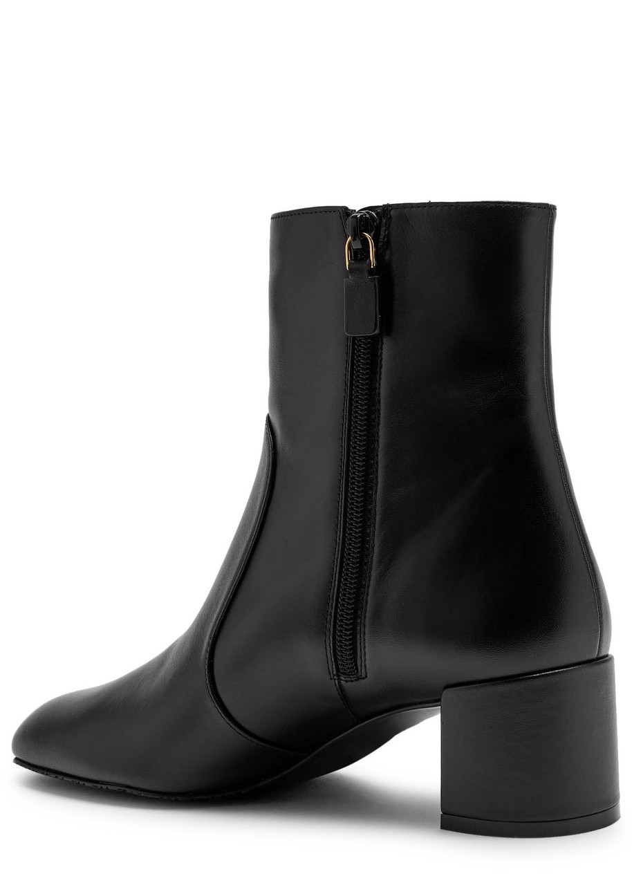 Stuart Weitzman Maeve 50 Leather Ankle Boots In Black