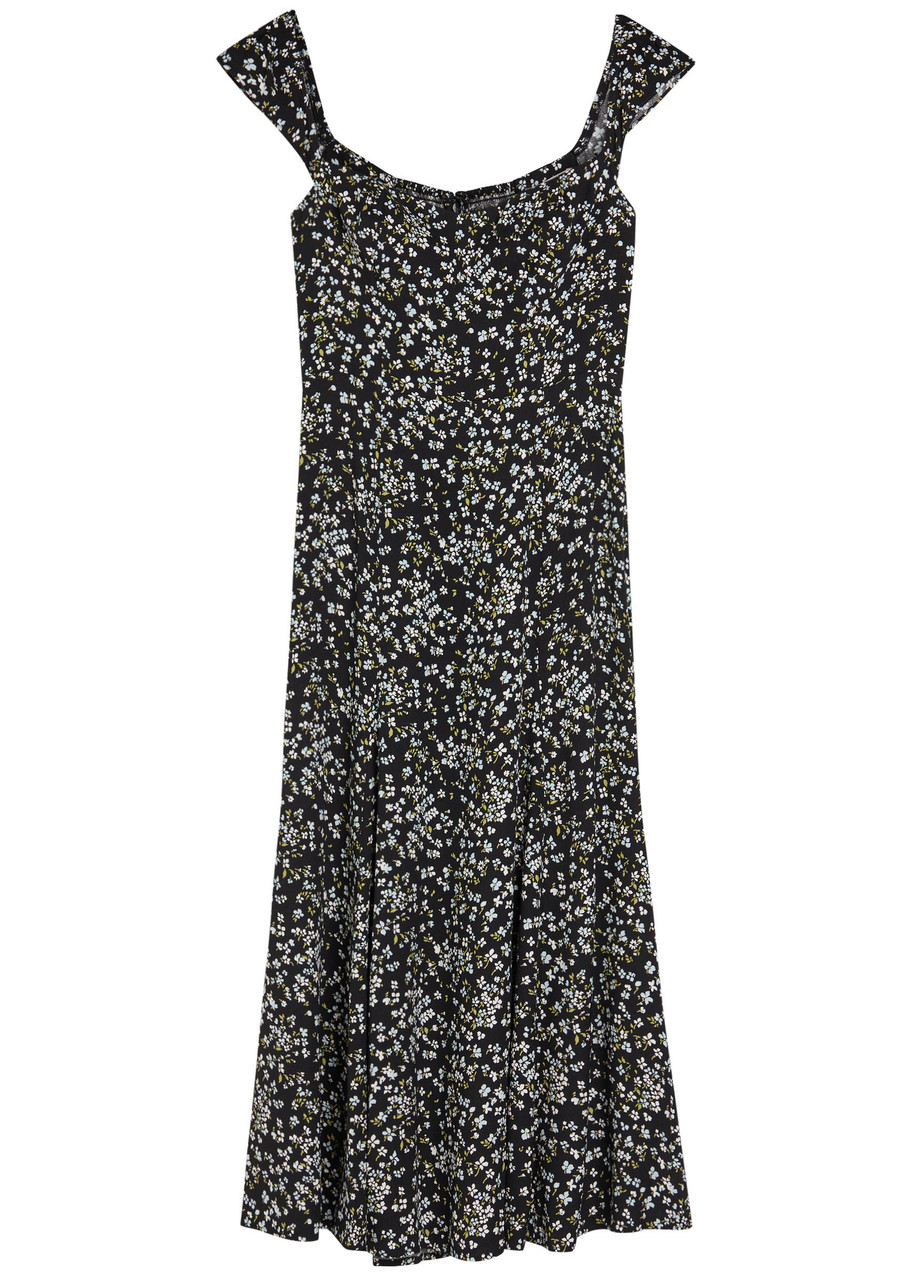 Reformation Bryson Floral-print Crepe Midi Dress In Multi