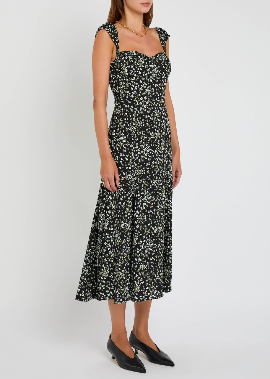 Reformation Bryson Floral-print Crepe Midi Dress In Multi