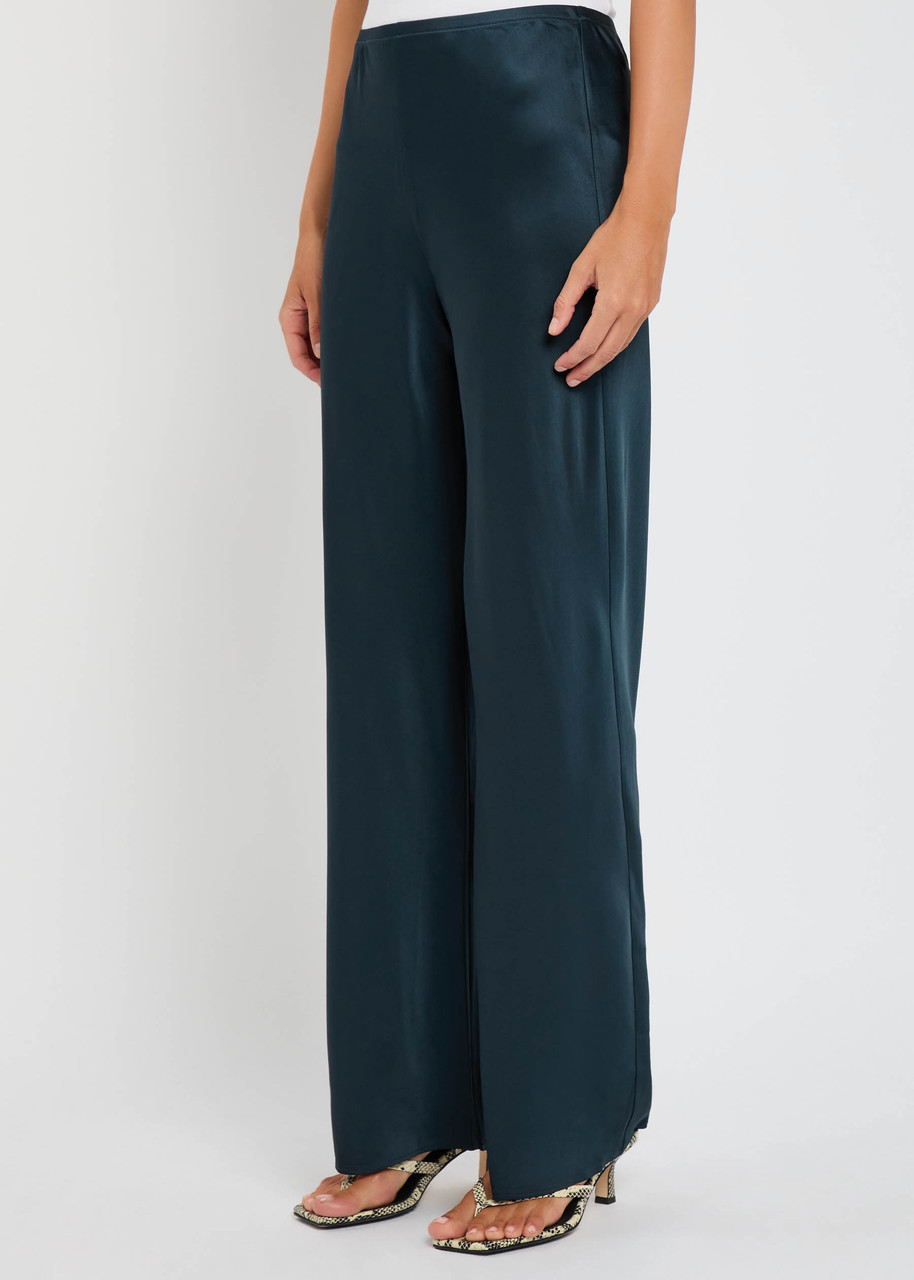 Reformation Gale Straight-leg Satin Trousers In Blue