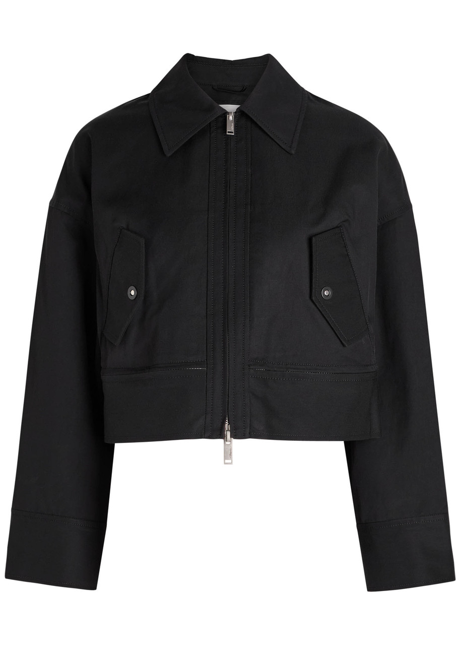 3.1 Phillip Lim Womens Double-zip Utility Cropped Cotton Jacket Black In Black