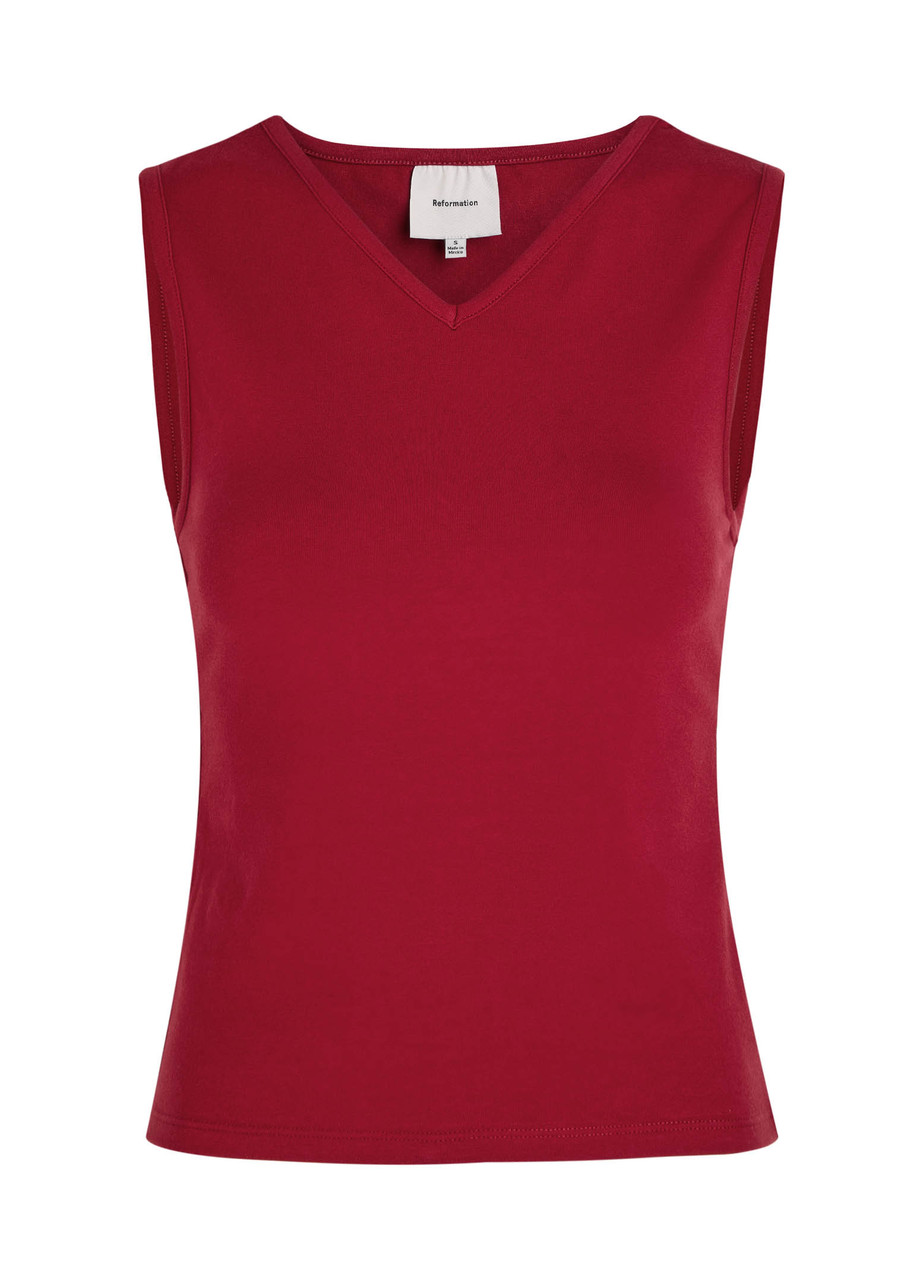 Reformation Wren Stretch-cotton Top In Red