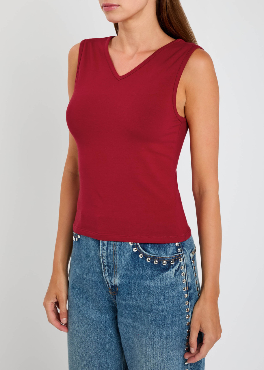 Reformation Wren Stretch-cotton Top In Red