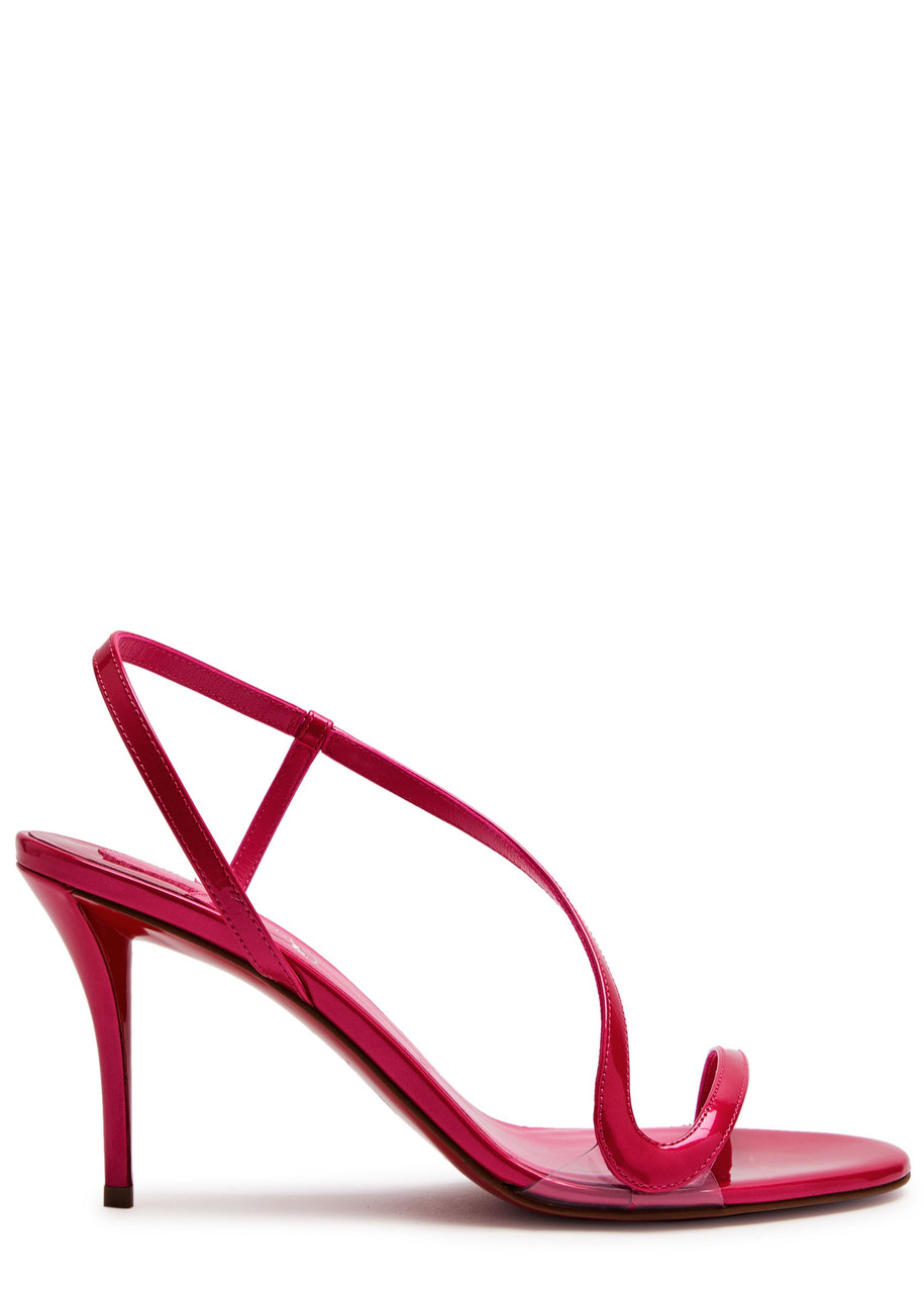 Christian Louboutin Rosa Z 80 Asymmetric Patent Leather Sandals In Pink