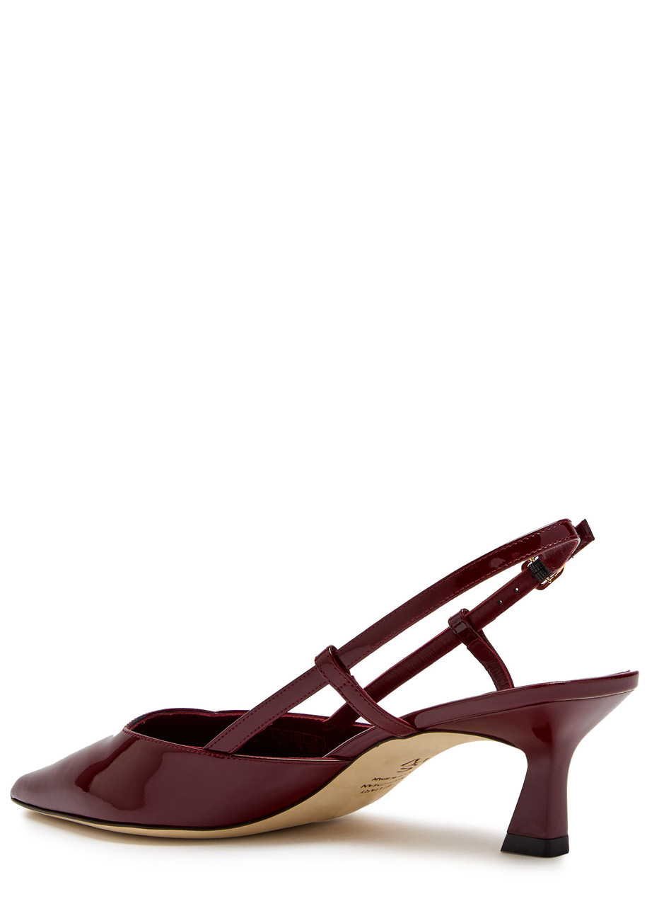 Stuart Weitzman Vinnie 50 Patent Leather Slingback Pumps In Burgundy