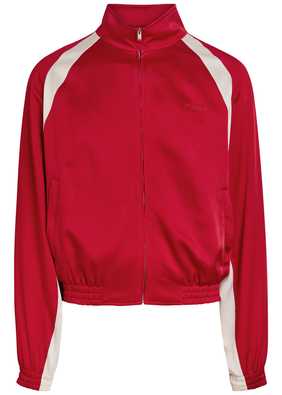 Saint Laurent Satin-crepe Track Jacket In Red