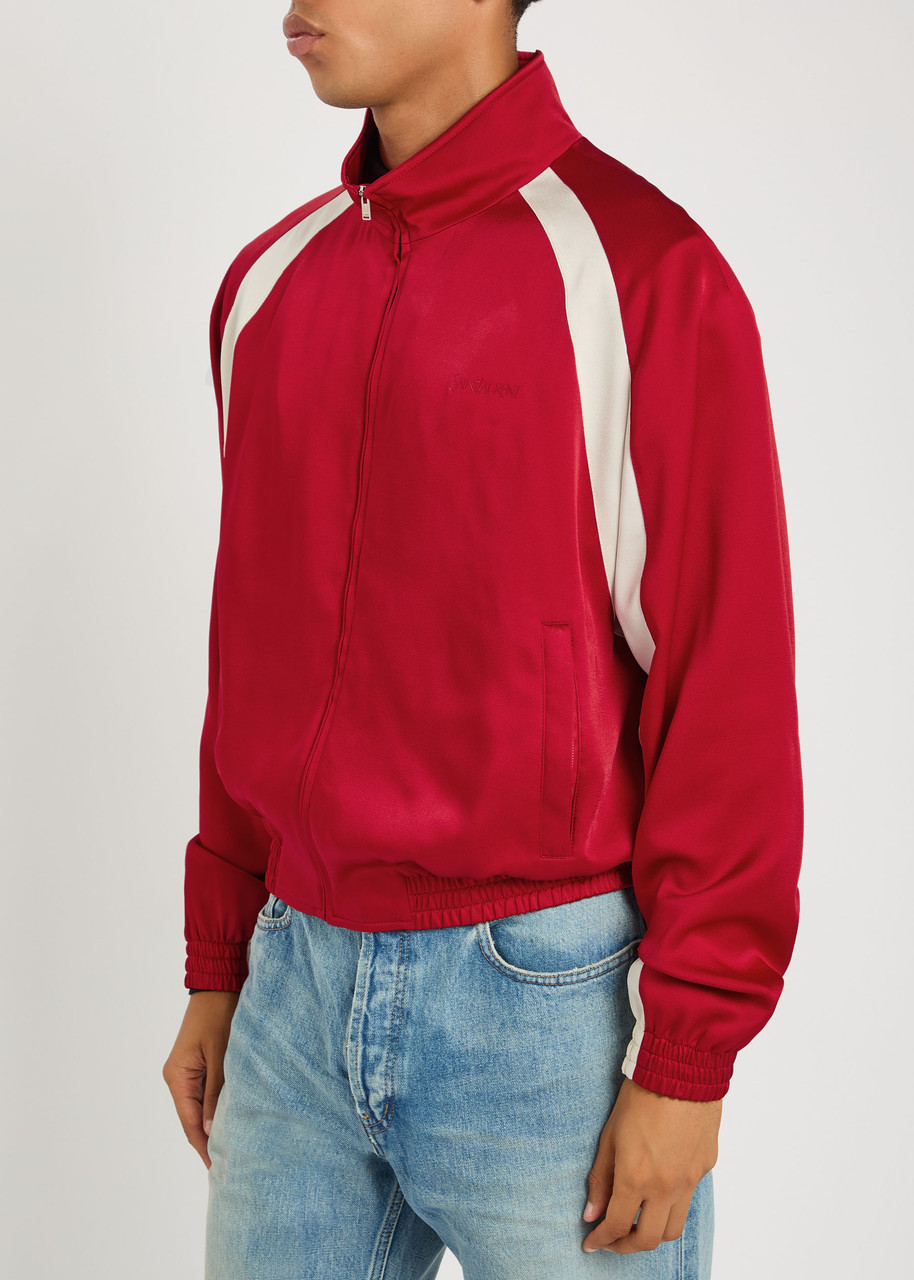 Saint Laurent Satin-crepe Track Jacket In Red