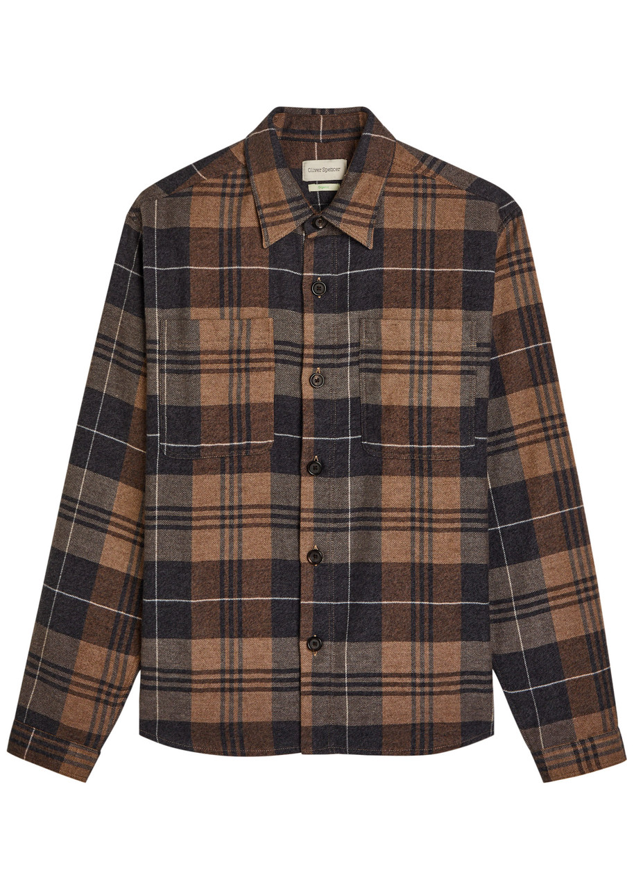 Oliver Spencer Plaid Flannel Shirt - Brown - XL