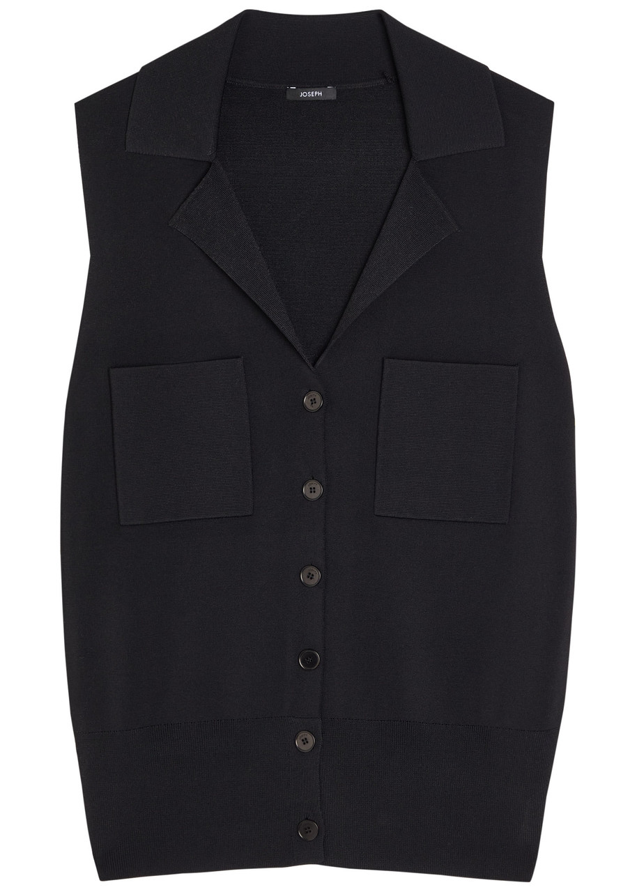 Joseph Womens Black Milano Sleeveless Stretch-knitted Vest In Black