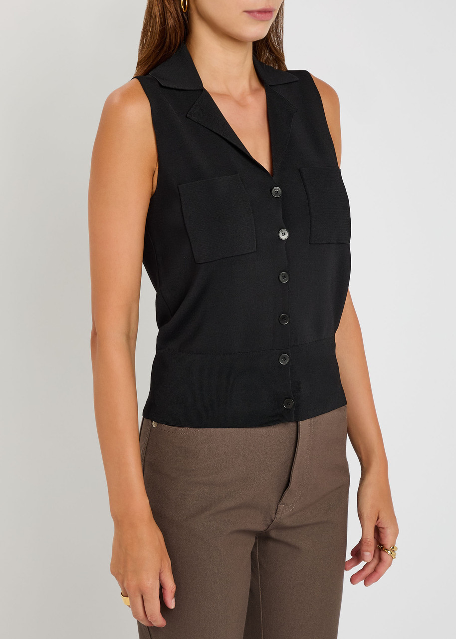 Joseph Womens Black Milano Sleeveless Stretch-knitted Vest In Black