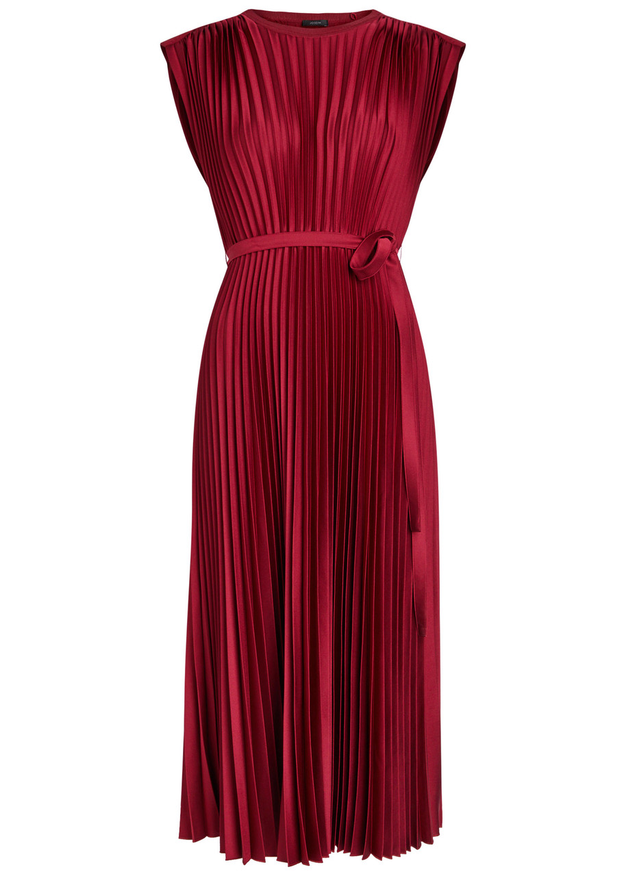 Joseph Volta Knit Weave Plissé Dress In Red
