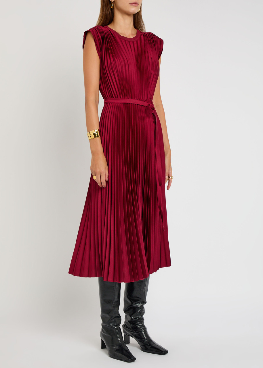 Joseph Volta Knit Weave Plissé Dress In Red
