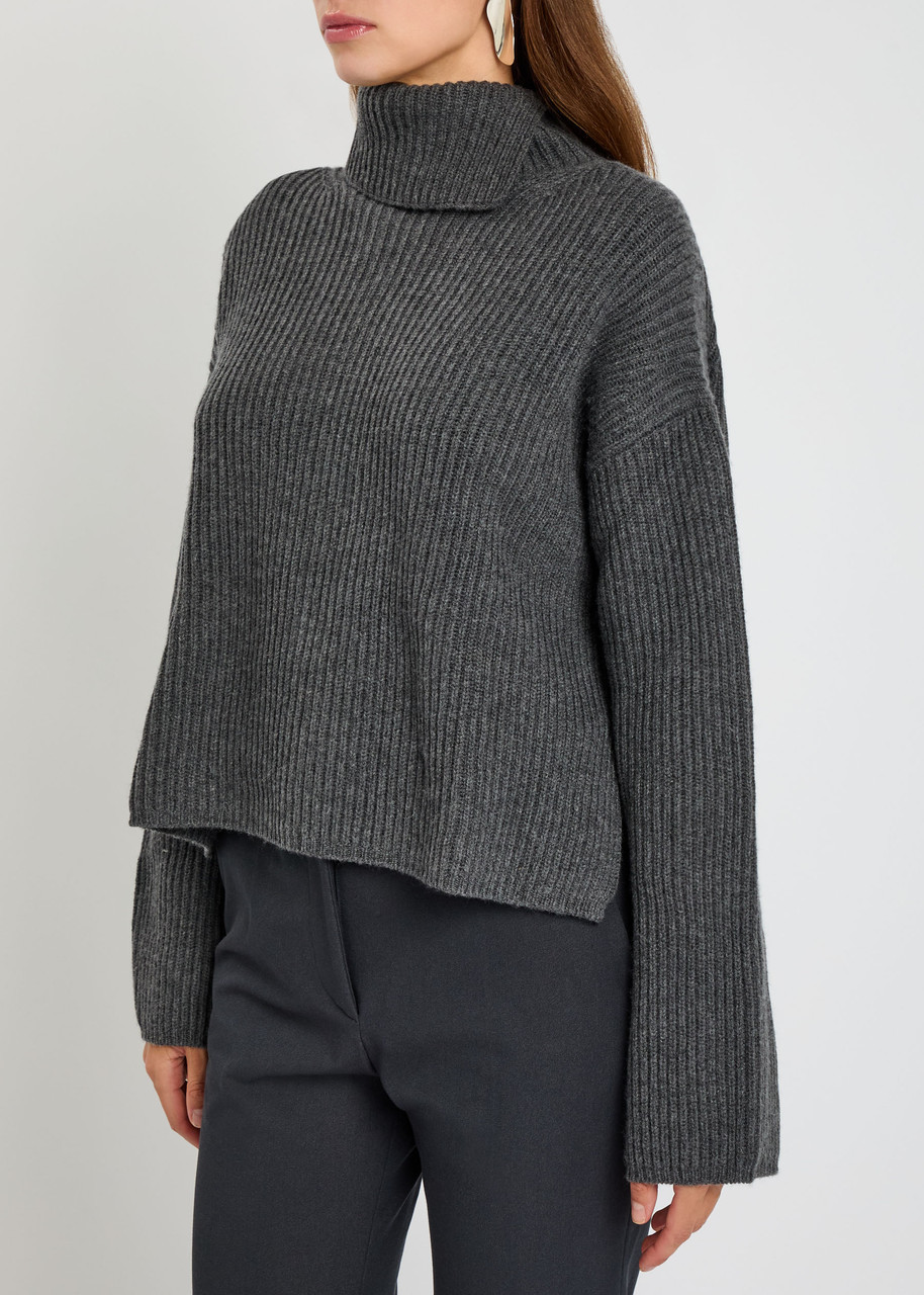 Joseph Ribbed Wool-blend Jumper In Black