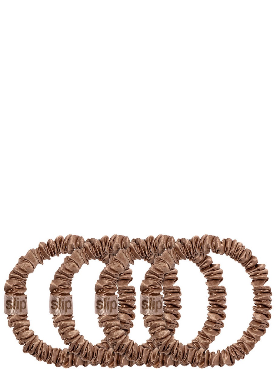 Slip Pure Silk Skinny Scrunchies In Brown