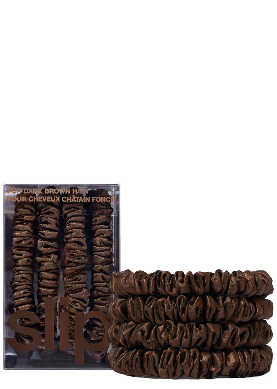 Slip 4-pc. Pure Silk Back-to-basics Skinny Scrunchies Set In Brown