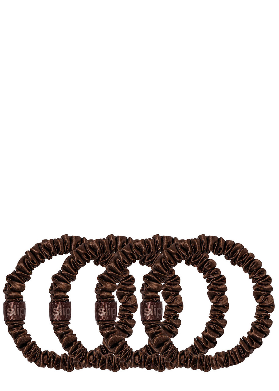 Slip 4-pc. Pure Silk Back-to-basics Skinny Scrunchies Set In Brown